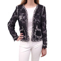 CHANEL S/S 2004 BLACK AND WHITE EYELET TWEED JACKET - SIZE 44