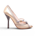 PRADA GOLD AND SILVER HEELS WITH CRYSTAL DETAIL - SIZE 37
