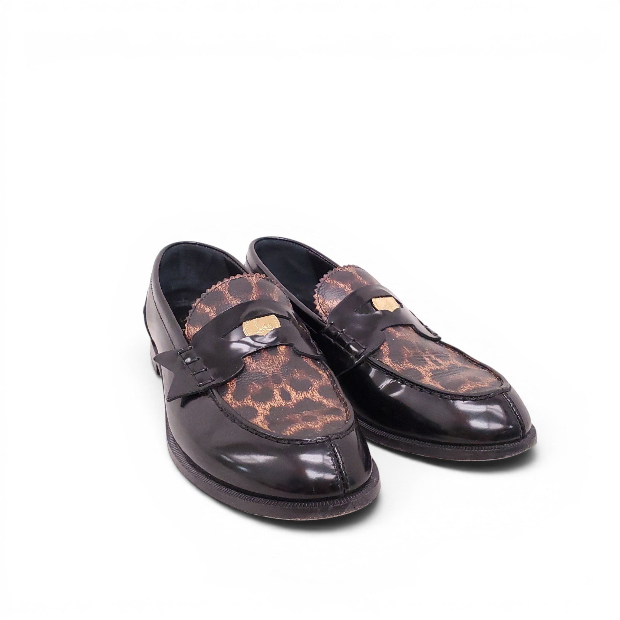 CHRISTIAN LOUBOUTIN LEOPARD LOAFERS - SIZE 37.5