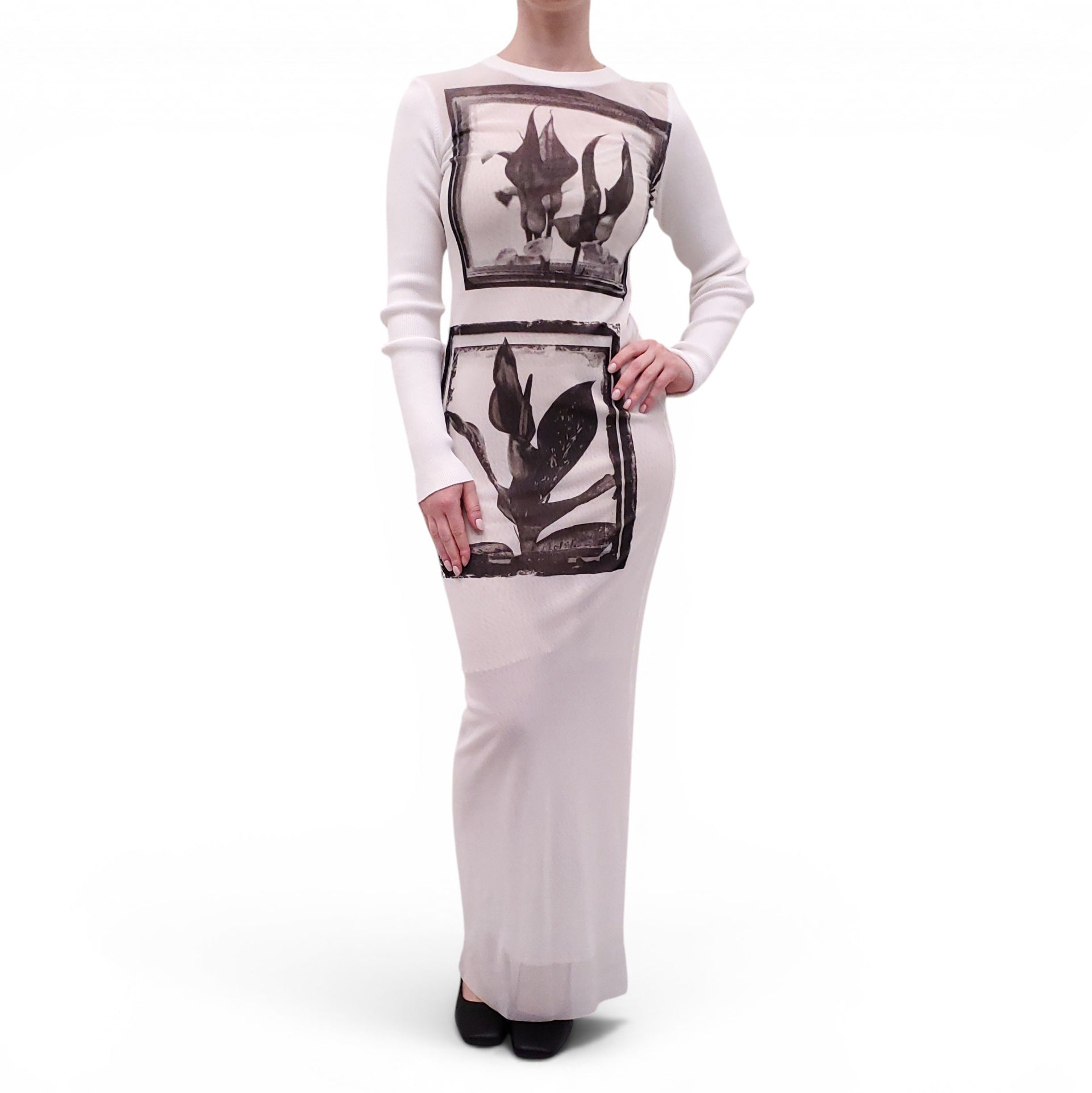 JEAN PAUL GAULTIER WHITE MESH LONG DRESS - SIZE M