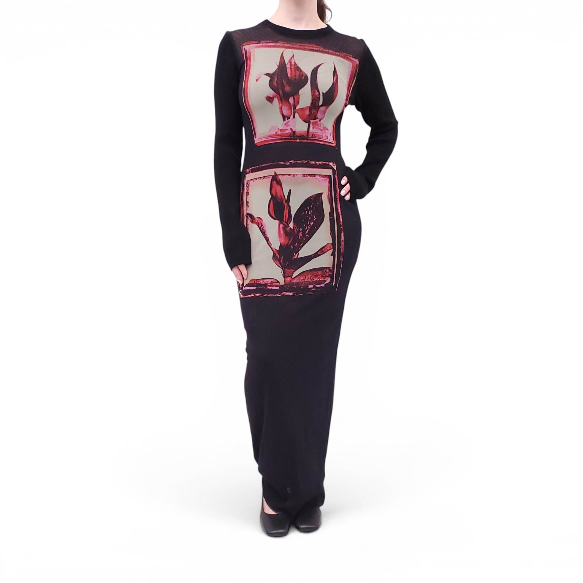 JEAN PAUL GAULTIER BLACK MESH LONG DRESS - SIZE M