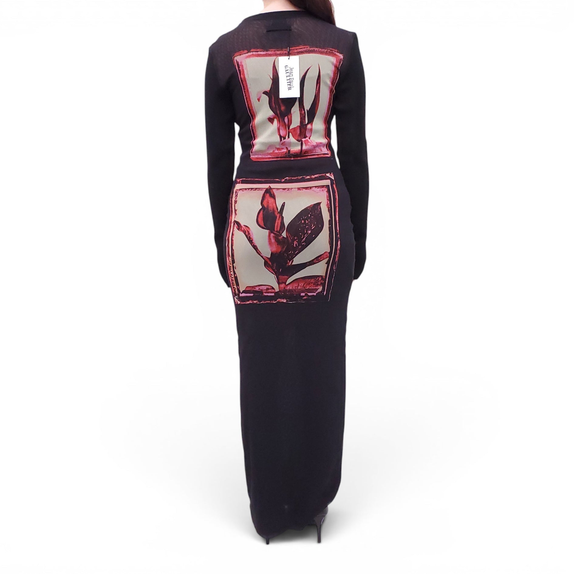 JEAN PAUL GAULTIER BLACK MESH LONG DRESS - SIZE M