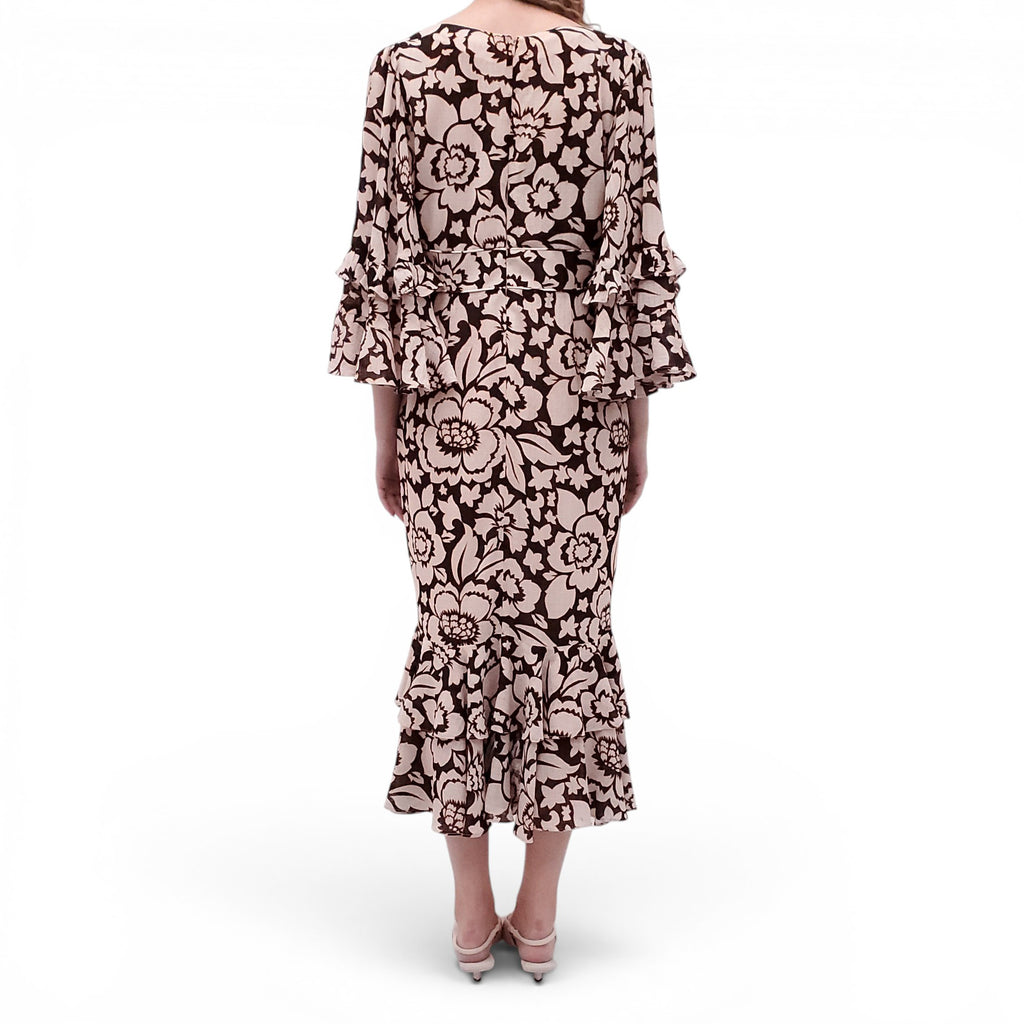 SMYTHE BLACK AND BEIGE FLORAL DRESS - SIZE 10