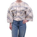 VERONICA BEARD CREAM AND BLUE PLAID JACKET - SIZE 8