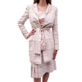 CHANEL S/S 2004 LIGHT PINK TWEED THREE-PIECE SUIT WITH BELT - SIZE 40