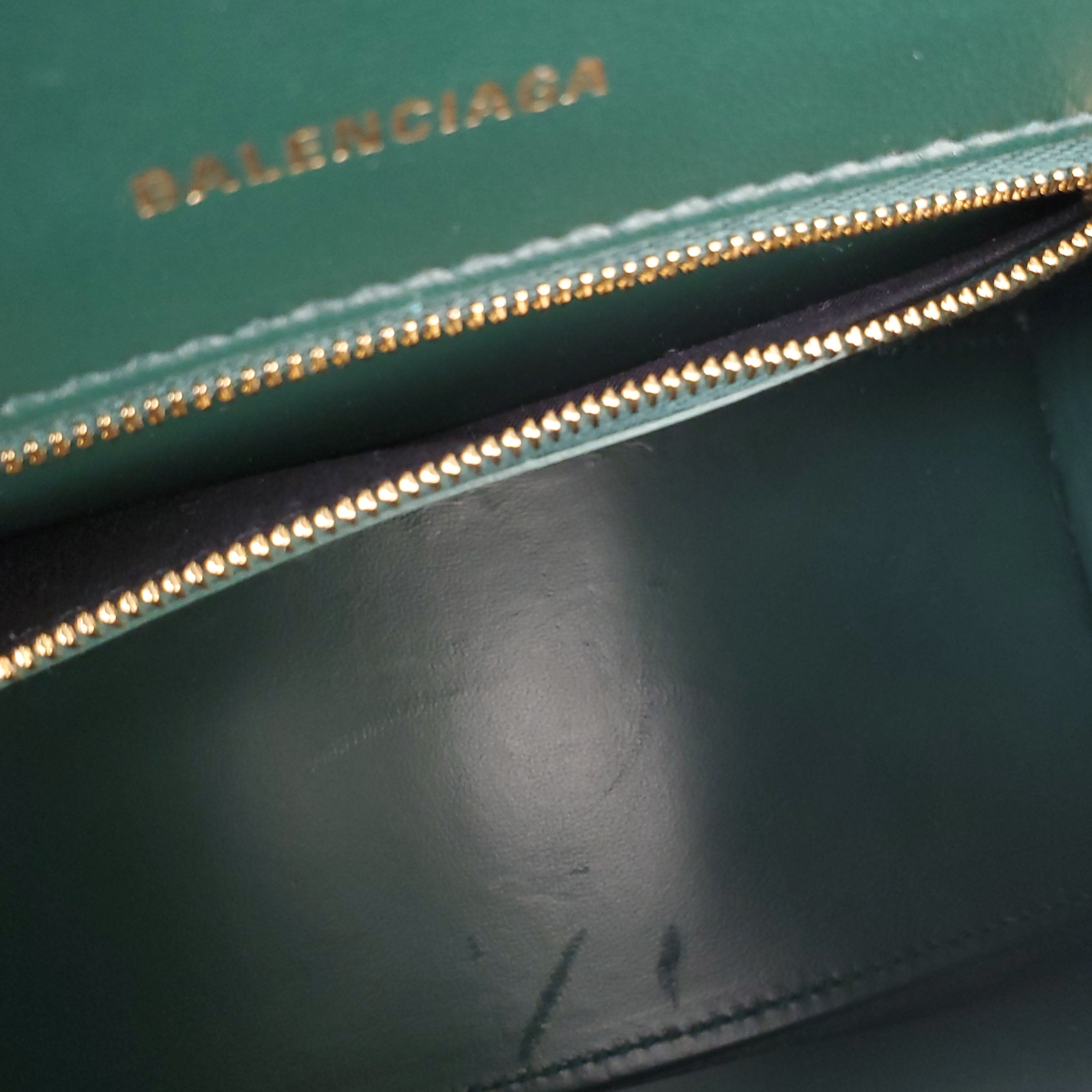 BALENCIAGA GREEN CROC HOURGLASS TOP HANDLE BAG