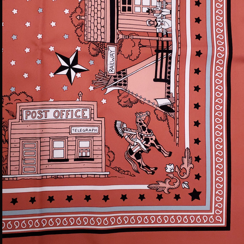 HERMÈS ORANGE WESTERN BANDANA PATTERNED SCARF
