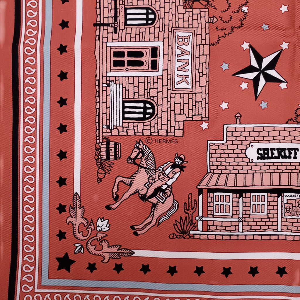 HERMÈS ORANGE WESTERN BANDANA PATTERNED SCARF