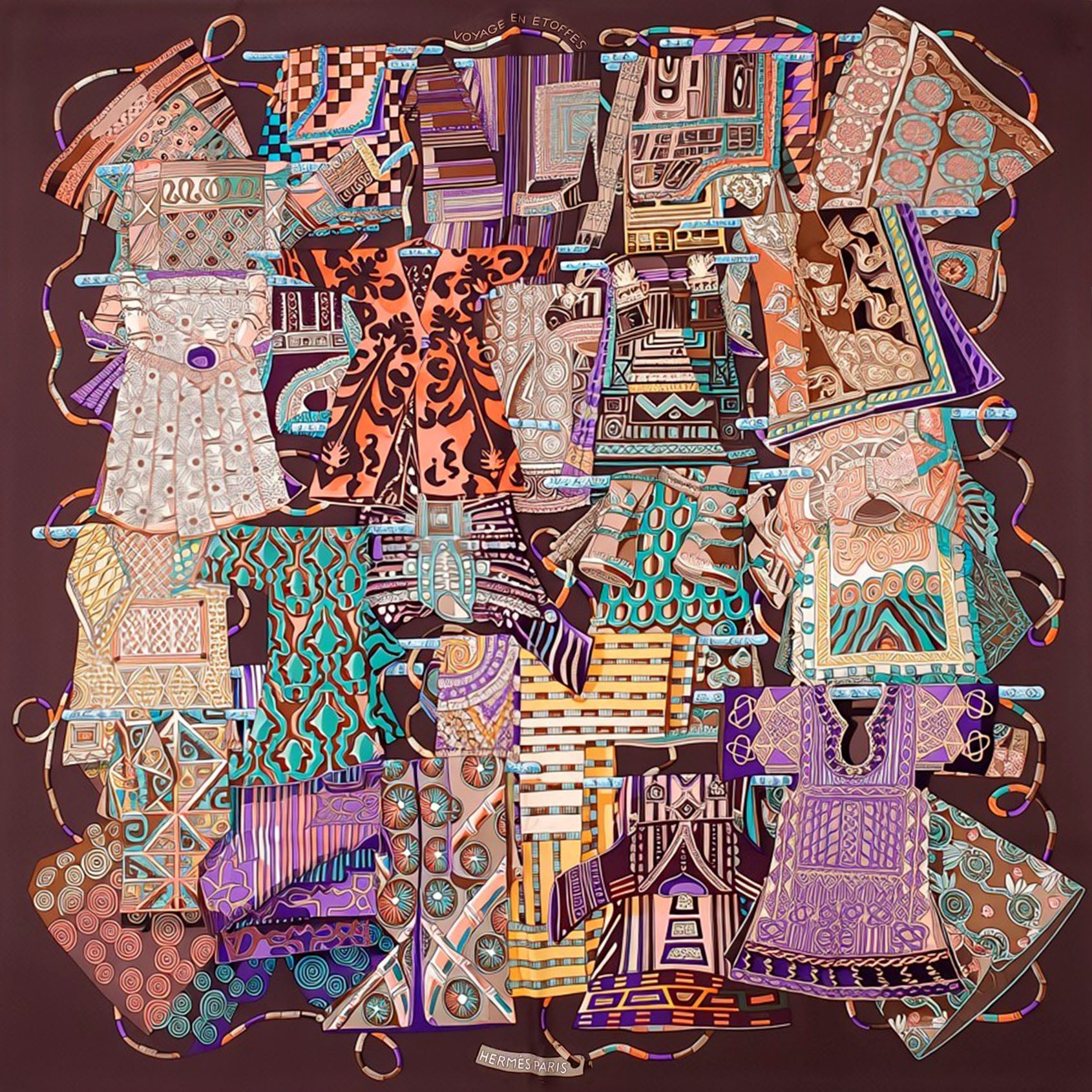 HERMÈS VOYAGE EN ÉTOFFES PATTERNED SCARF