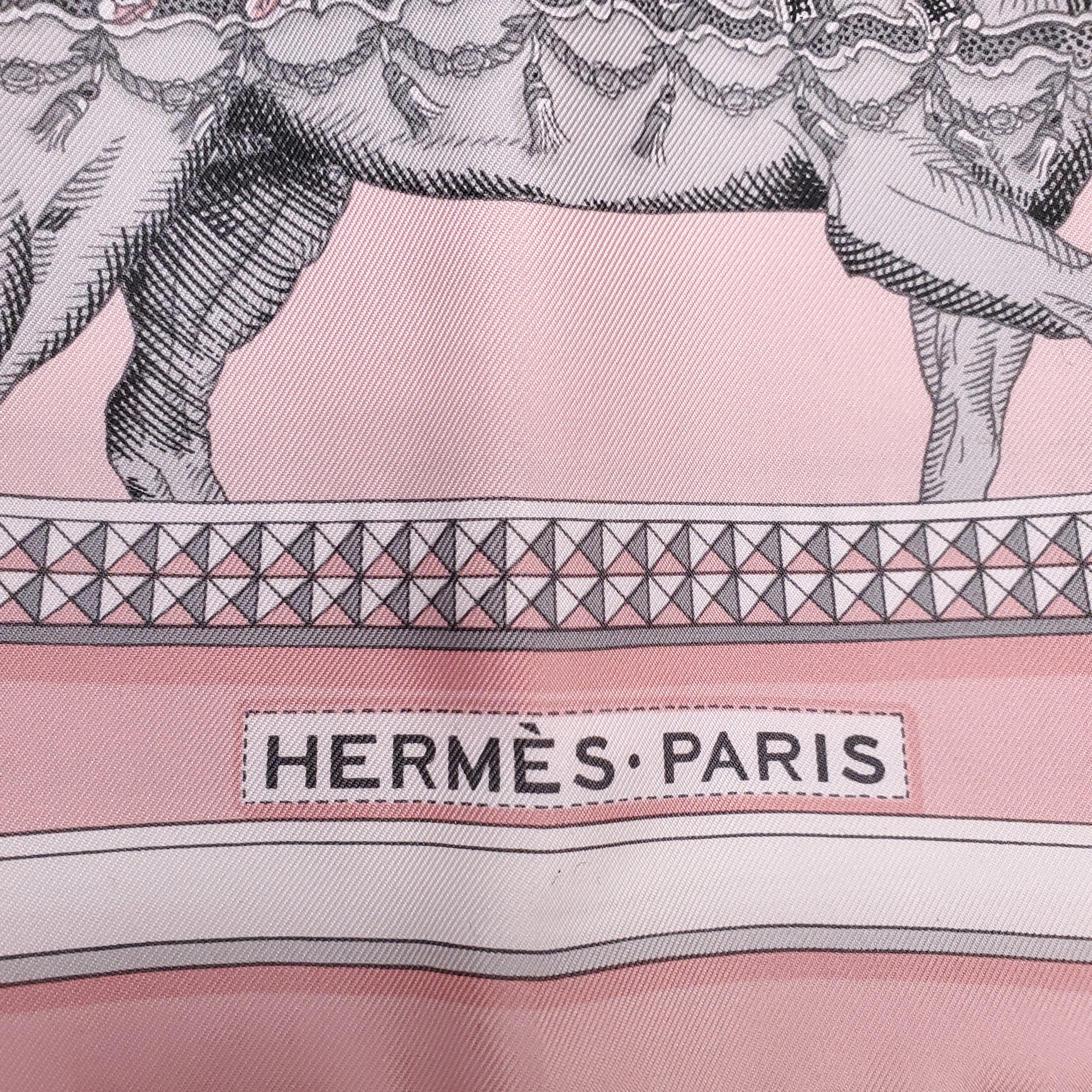 HERMÈS PINK HORSE PATTERNED SCARF