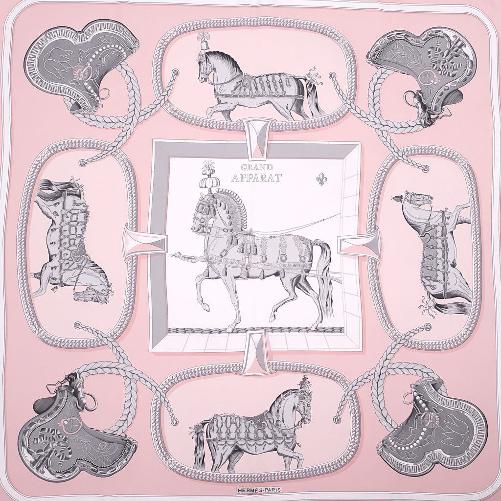 HERMÈS PINK HORSE PATTERNED SCARF