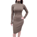 WOLFORD ARMY GREEN RIBBED LONG SLEEVE TURTLENECK DRESS - SIZE M