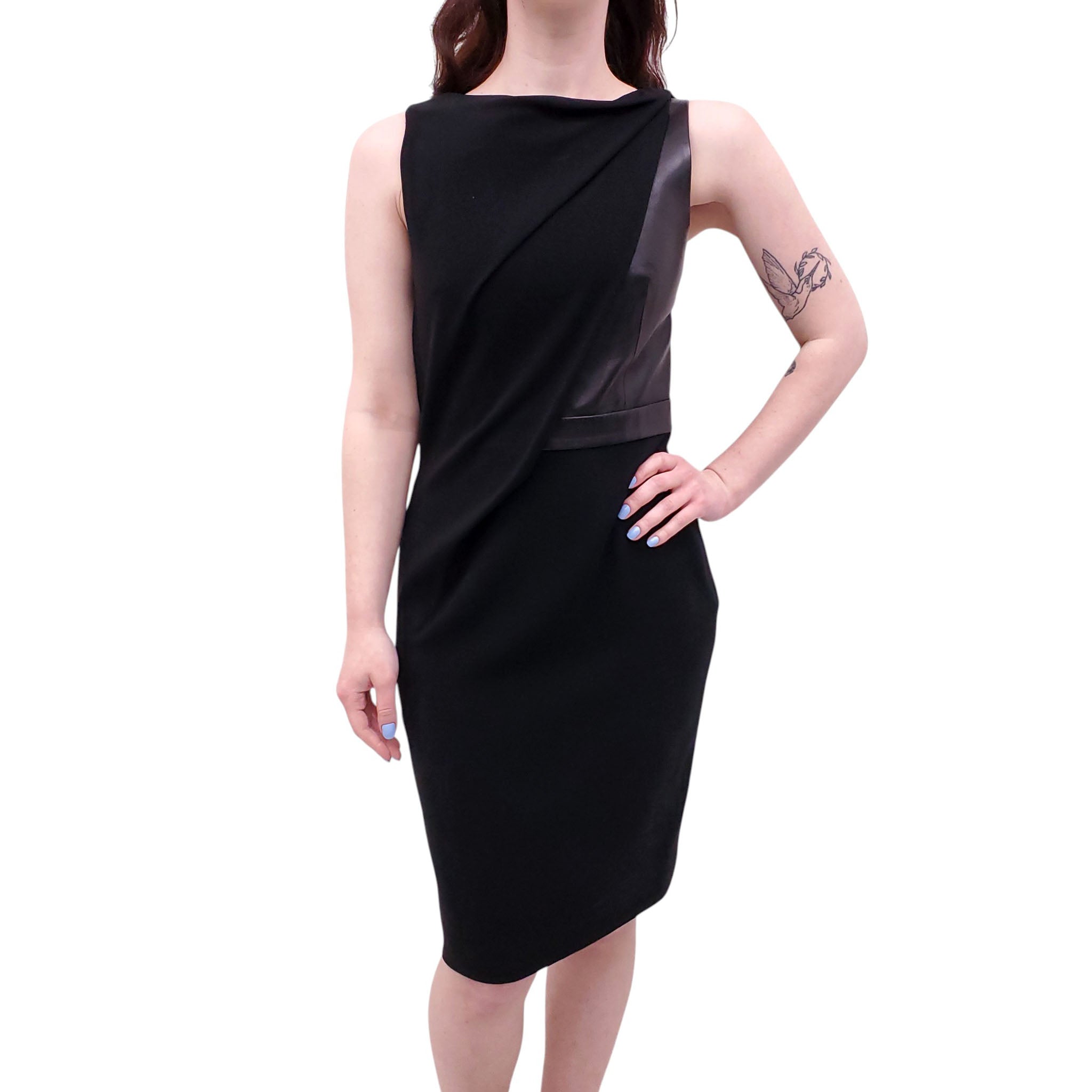 alexander wang black leather dress Slashed Leather Mini Dress in BLACK