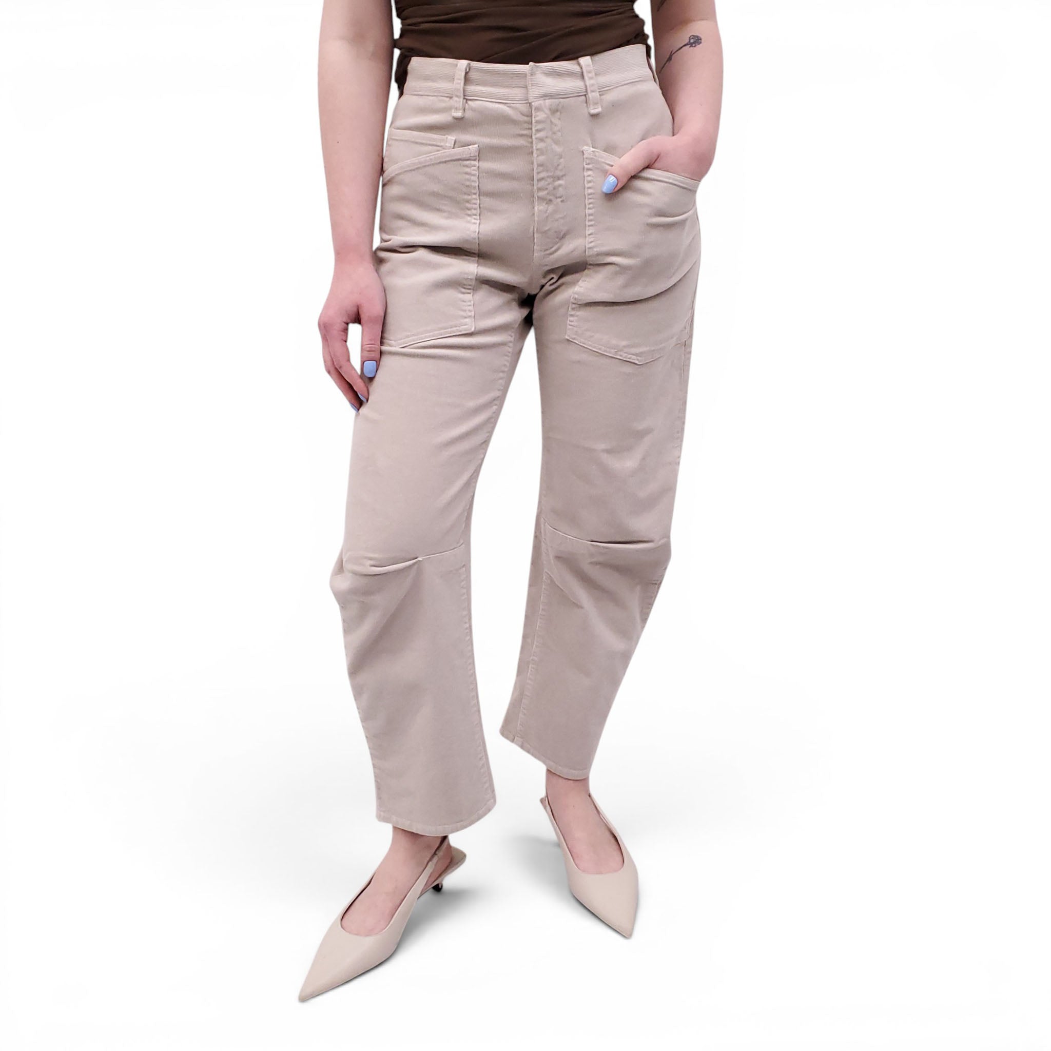 NILI LOTAN CREAM CORDUROY 'SHON' PANTS - SIZE 00P (XXS)