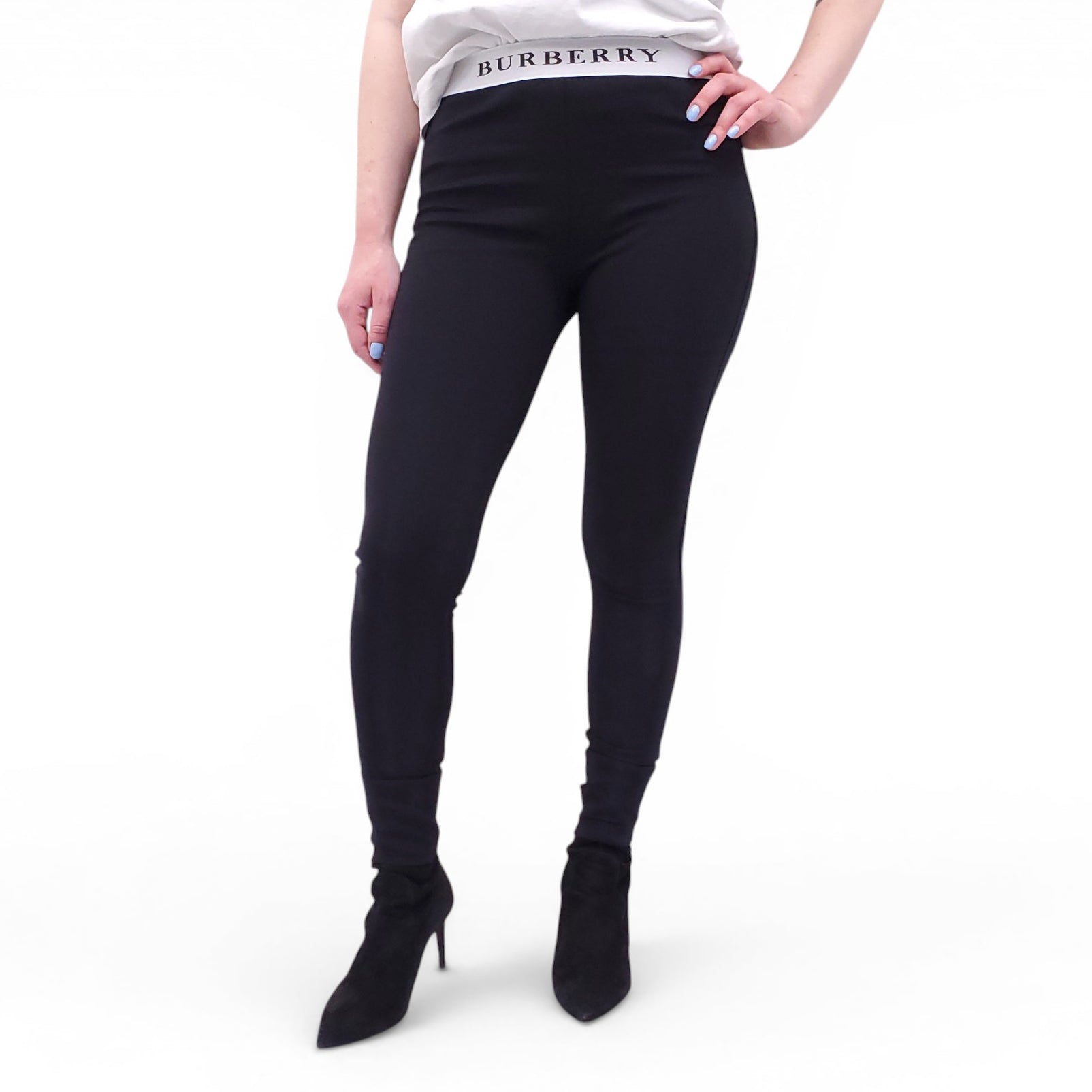 BURBERRY BLACK LOGO LEGGINGS - SIZE M