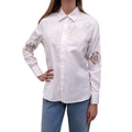 BURBERRY WHITE BLOUSE WITH FLORAL LACE DETAIL - SIZE US 4