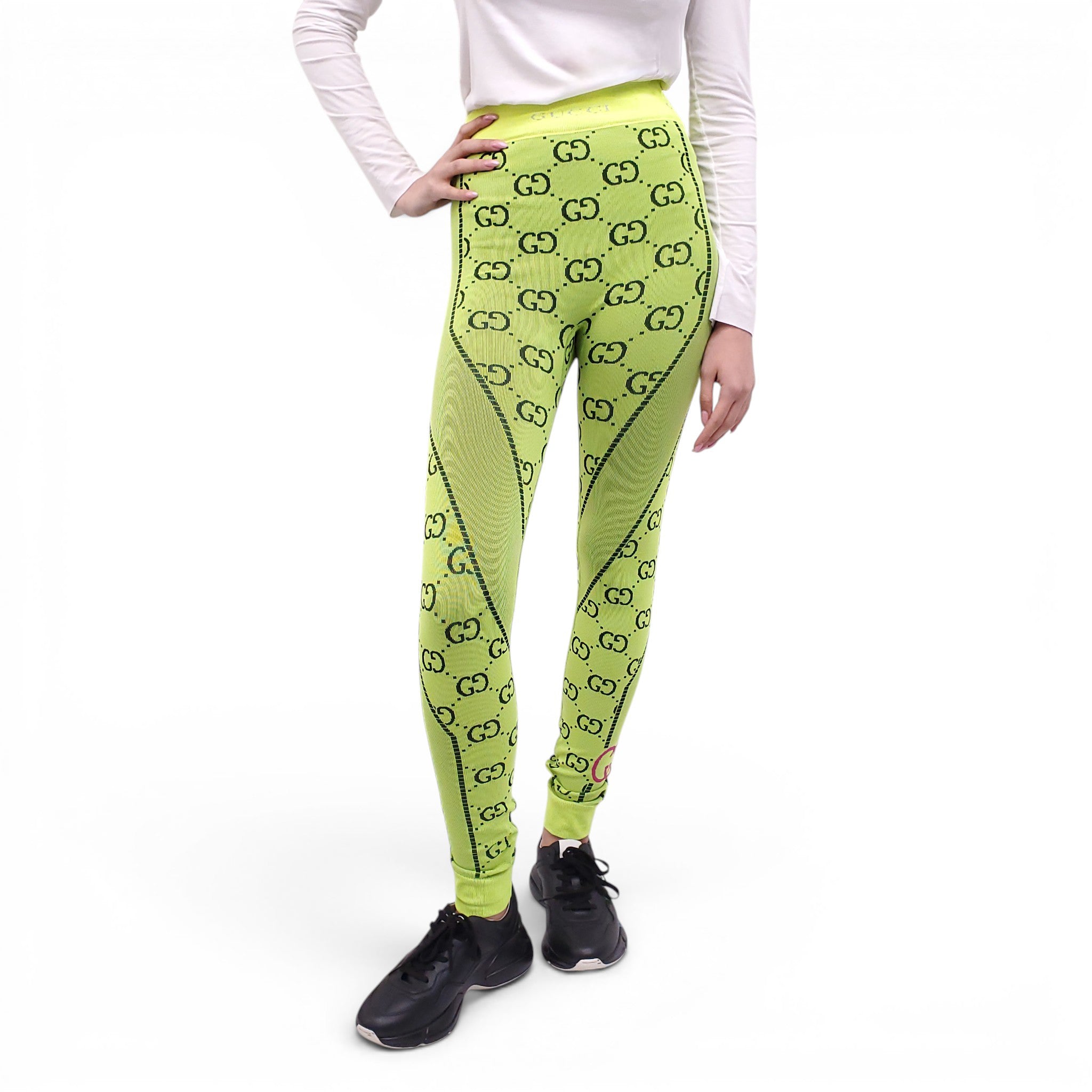 GUCCI NEON GREEN LOGO LEGGINGS - SIZE S – Rewind Couture