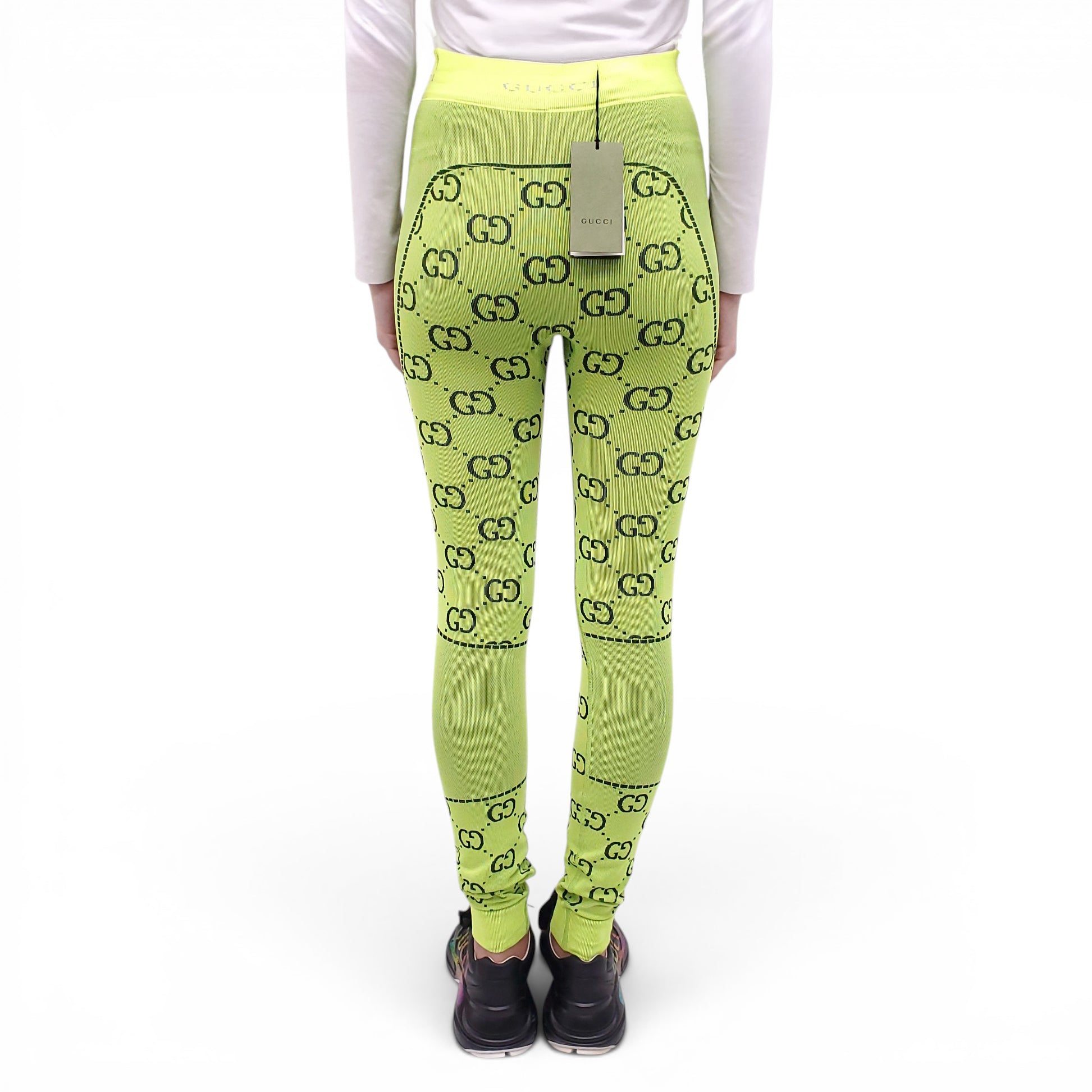 GUCCI GGロゴ レギンス ネオンイエロー S GUCCI NEON GREEN LOGO LEGGINGS - SIZE S – Rewind Couture