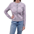 GUCCI GREY AND PINK WOOL LOGO CARDIGAN - SIZE XS
