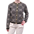 GUCCI GOLD AND BLACK METALLIC MONOGRAM CARDIGAN - SIZE M