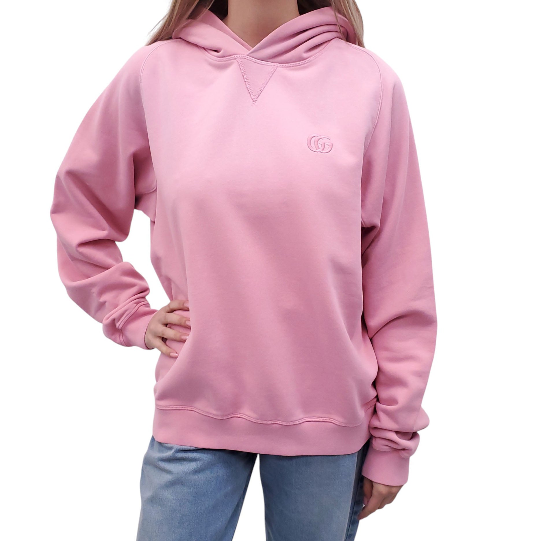 GUCCI PINK LOGO HOODIE - SIZE L