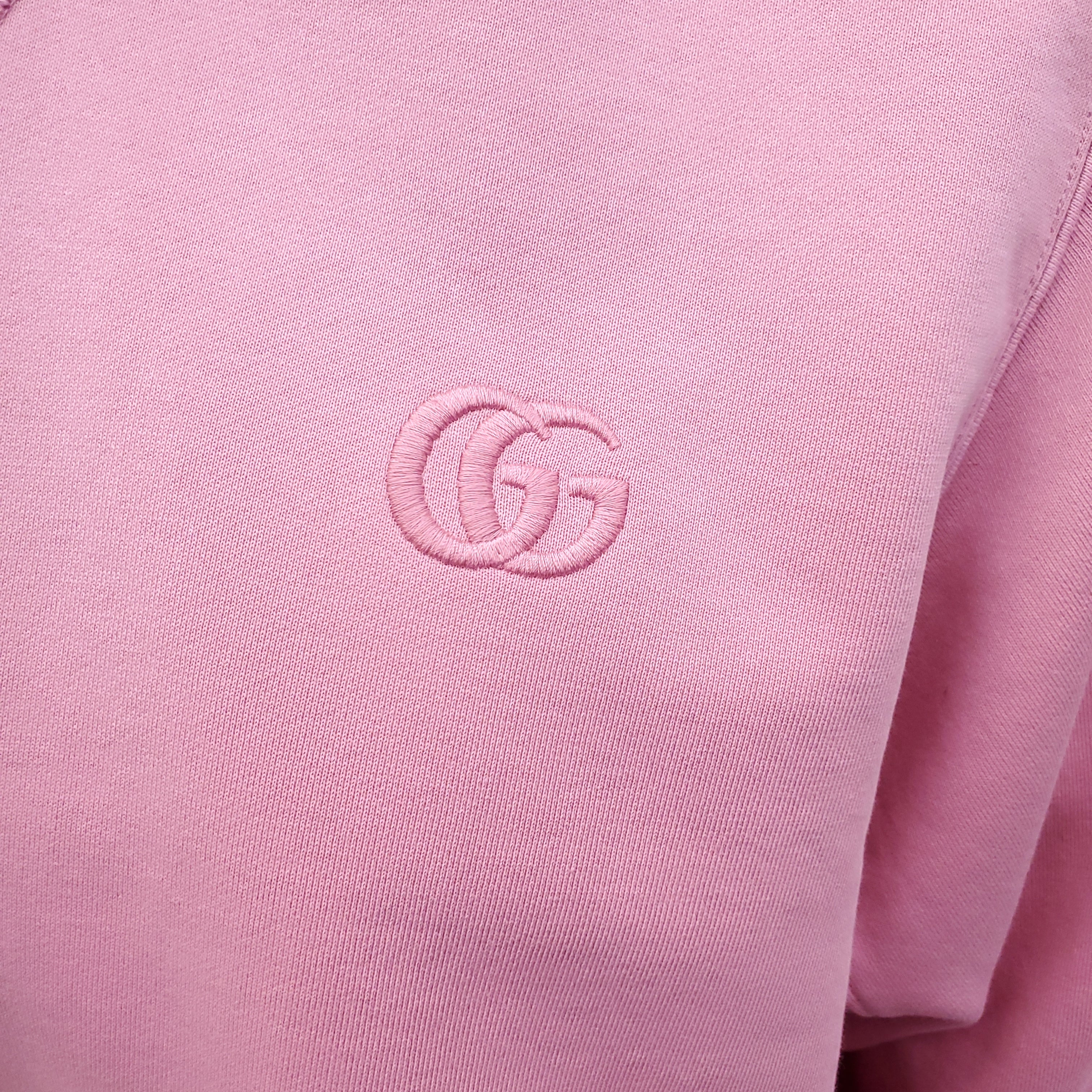 GUCCI PINK LOGO HOODIE - SIZE L