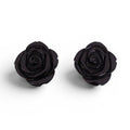 VINTAGE BLACK ROSETTE CLIP-ON EARRINGS