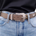 ISABEL MARANT TAUPE LEATHER BELT WITH METAL EMBELLISHMENTS - SIZE L