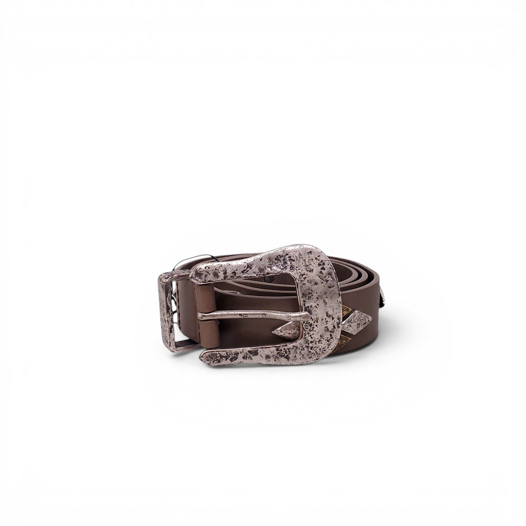 ISABEL MARANT TAUPE LEATHER BELT WITH METAL EMBELLISHMENTS - SIZE L