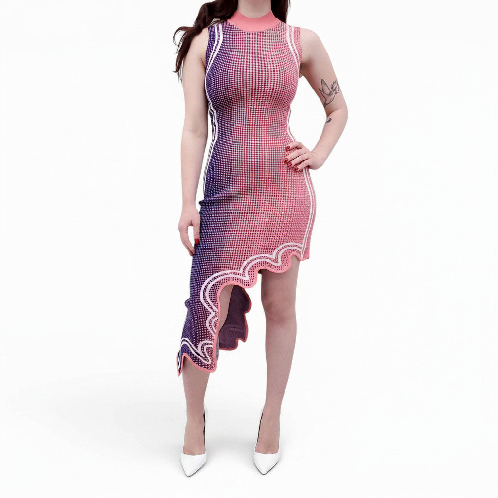 PH5 PINK AND BLUE PATTERNED DRESS - SIZE S