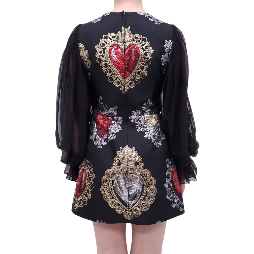 DOLCE & GABBANA SACRED HEARTS MINI DRESS - SIZE 40