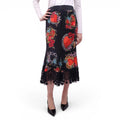 DOLCE & GABBANA BLACK AND RED FLORAL HEART PATTERNED SKIRT - SIZE 46