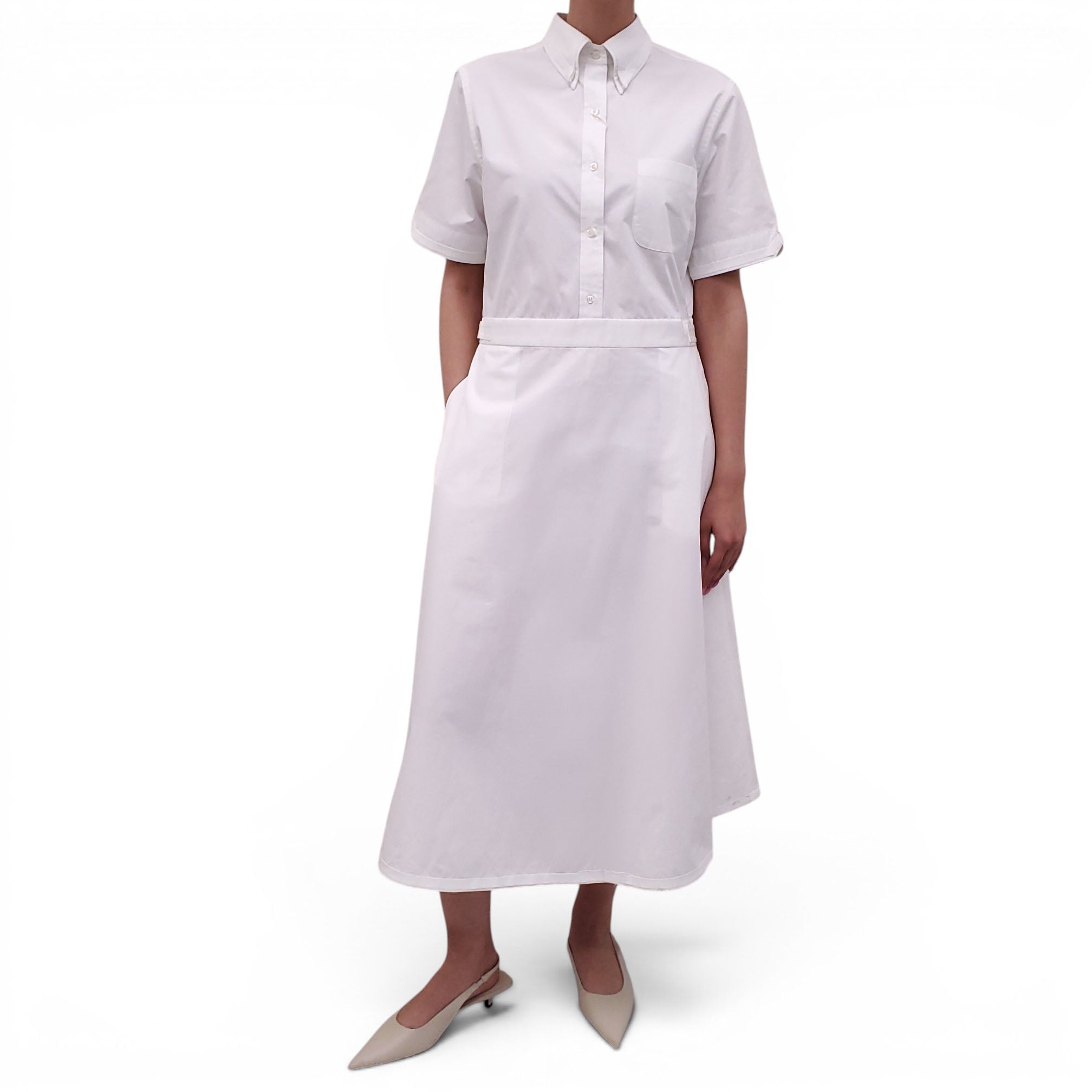 THOM BROWNE WHITE POPLIN A-LINE DRESS