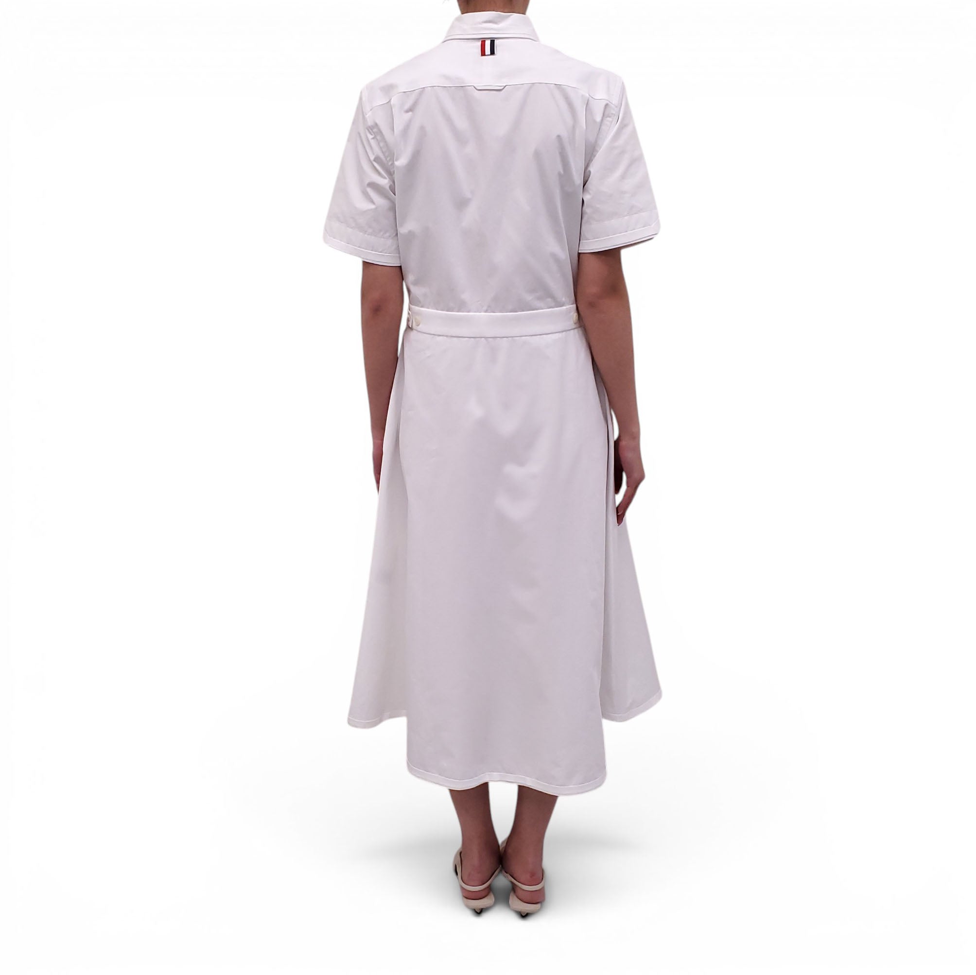 THOM BROWNE WHITE POPLIN A-LINE DRESS