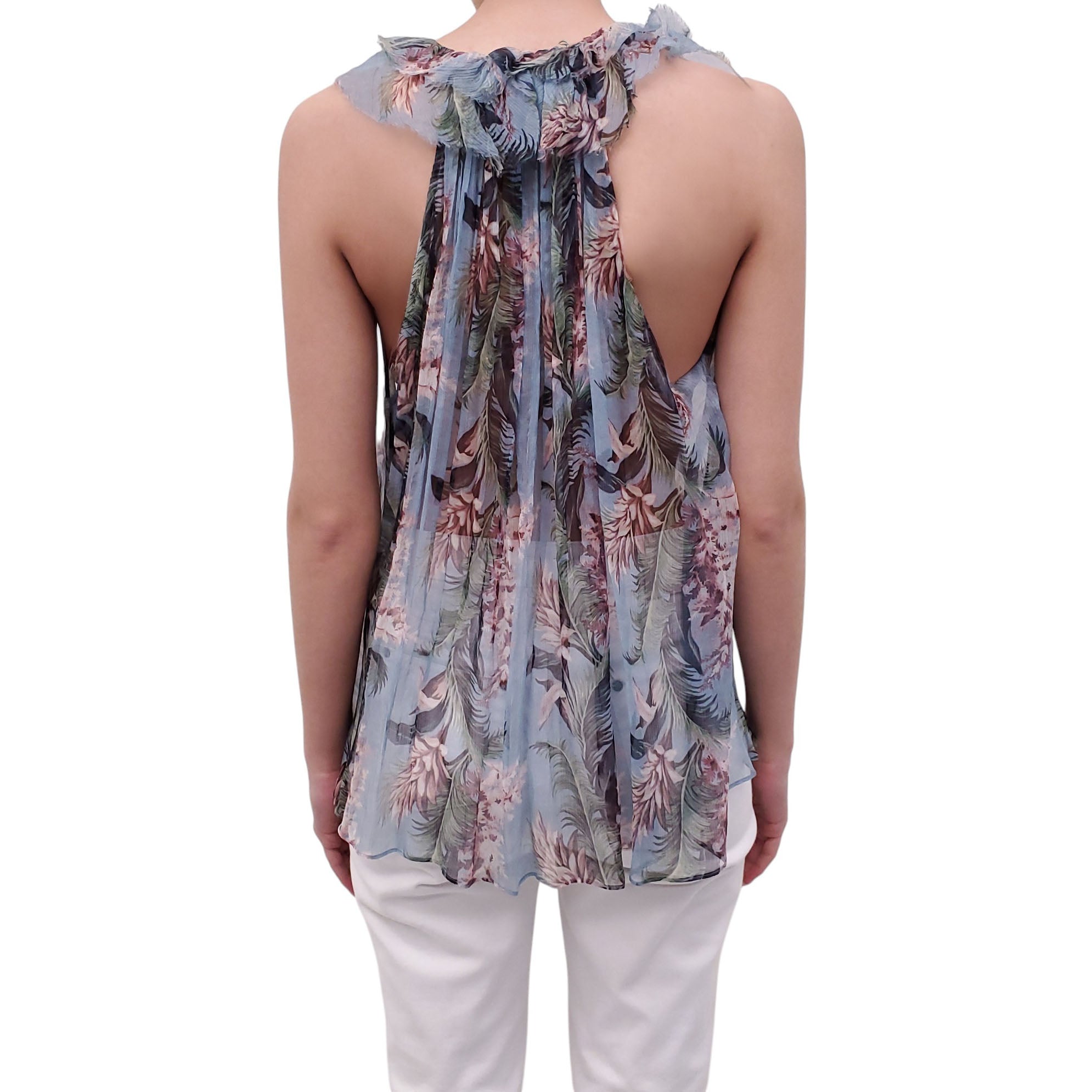 ZIMMERMANN BLUE FLORAL BLOUSE - SIZE 1 (US 6)