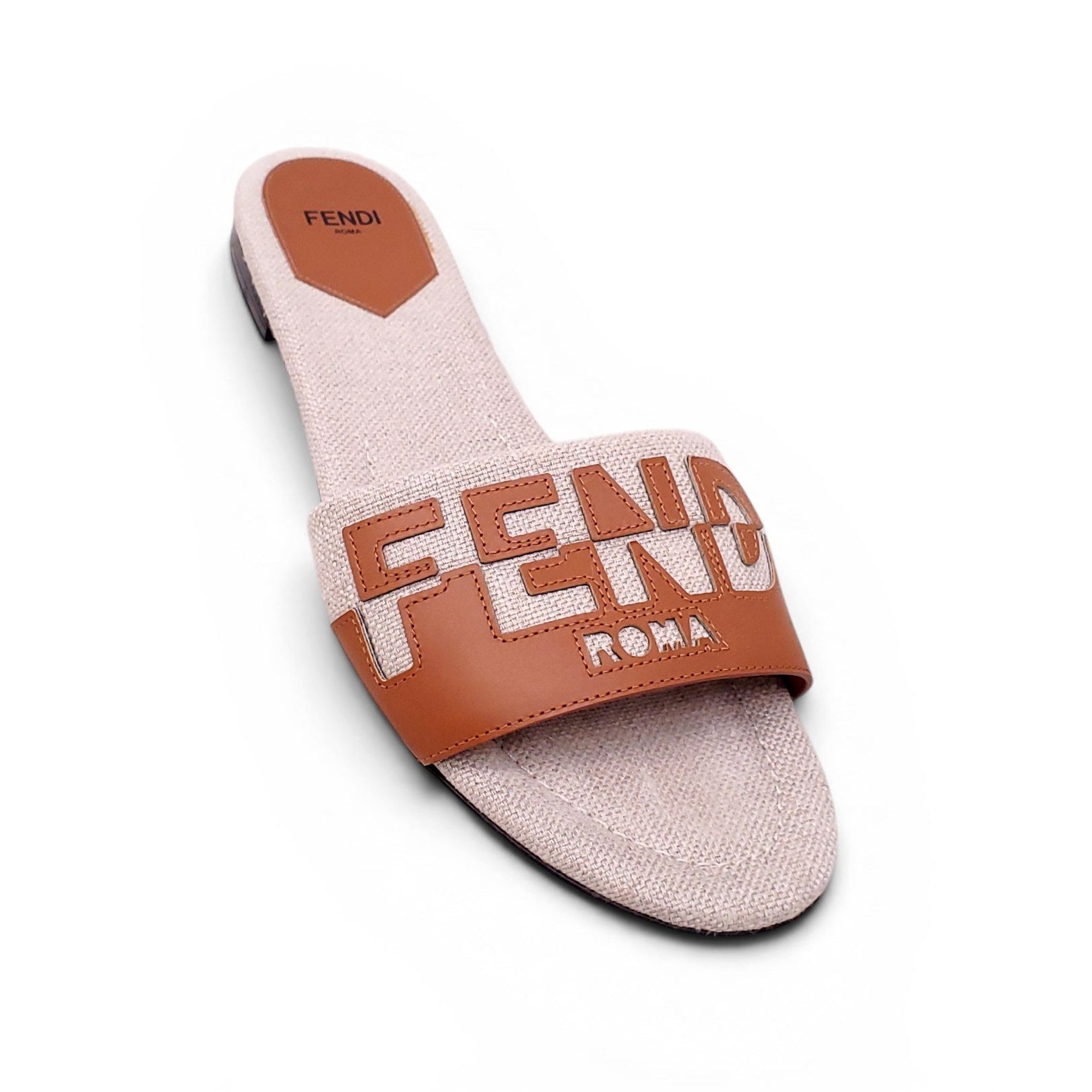 FENDI CANVAS LOGO SLIDES - SIZE 39