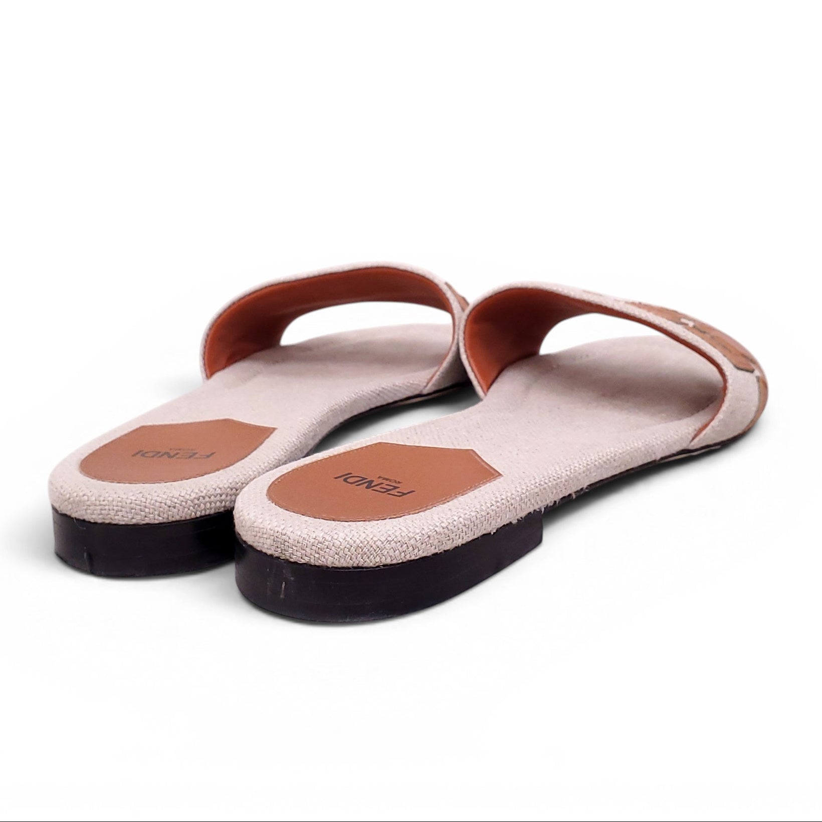 FENDI CANVAS LOGO SLIDES - SIZE 39