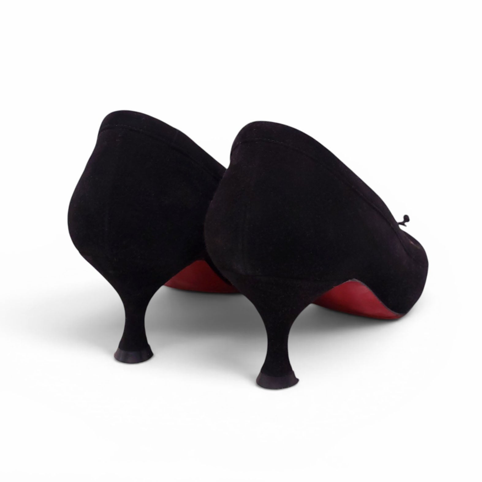 CHRISTIAN LOUBOUTIN BLACK SUEDE BALLET KITTEN HEELS - SIZE 39