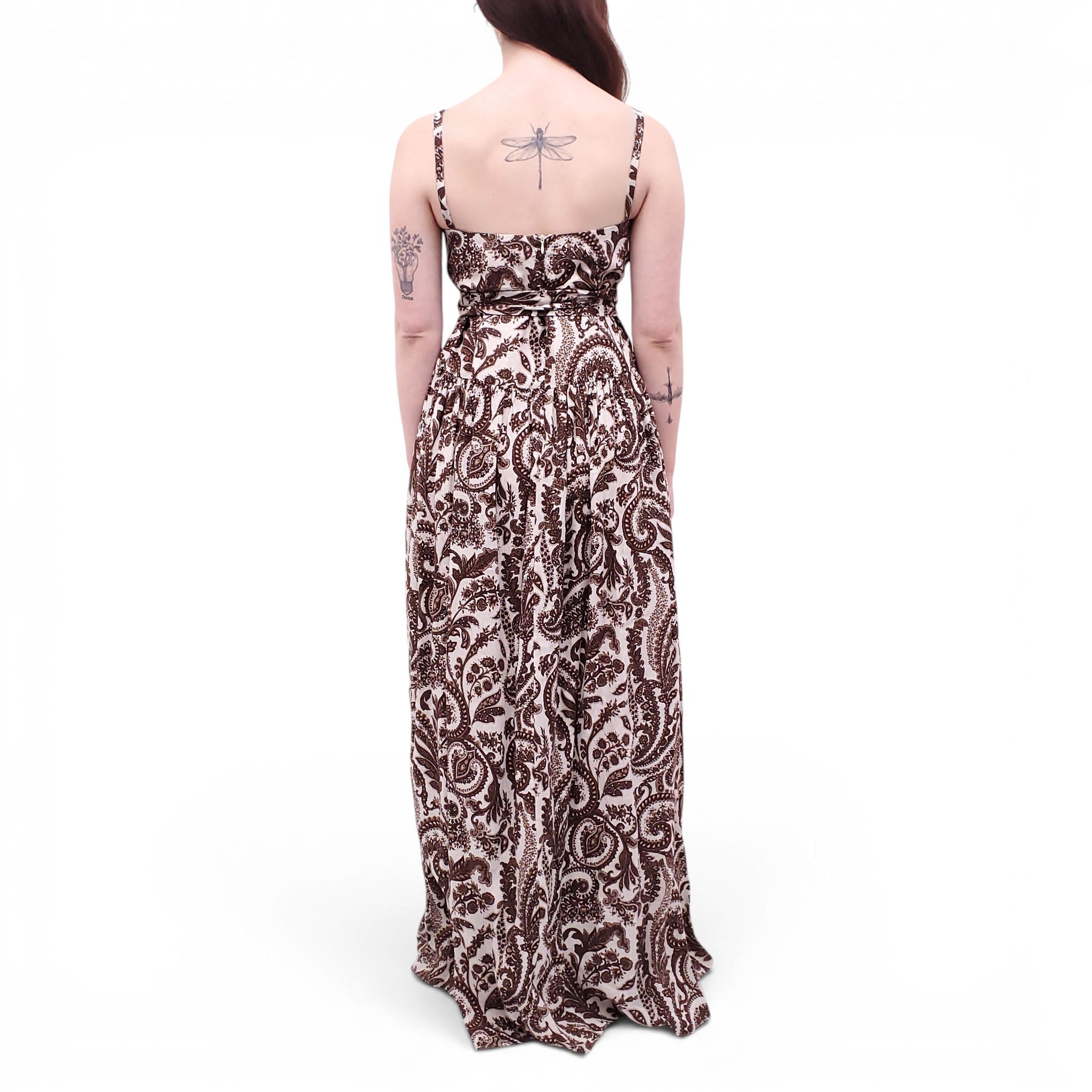 ROSIE ASSOULIN CREAM AND BROWN PAISLEY DRESS