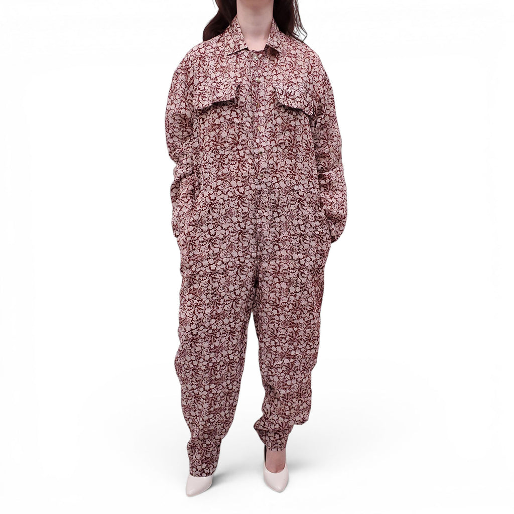 YVONNE S RED PATTERNED JUMPSUIT - SIZE L