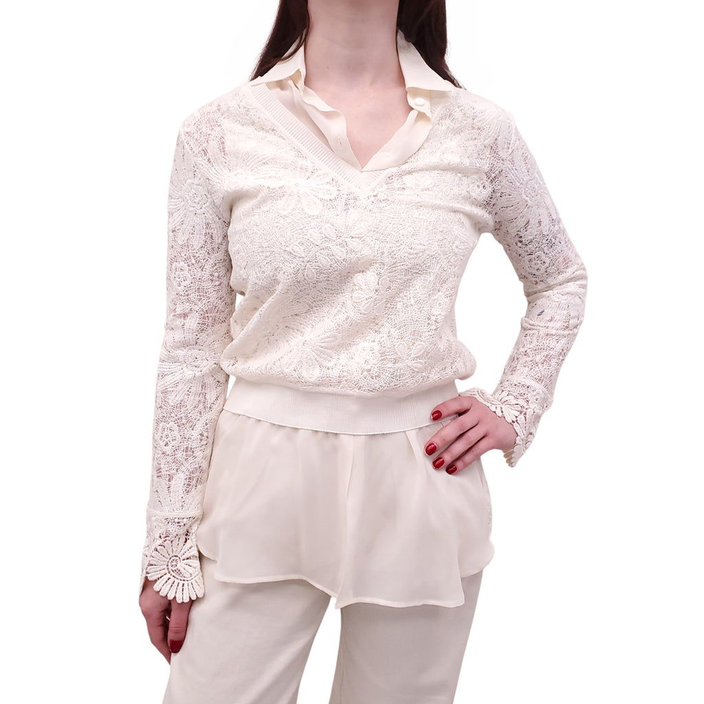 ERMANNO SCERVINO 2-PIECE LAYERED LACE CARDIGAN SET - SIZE 40
