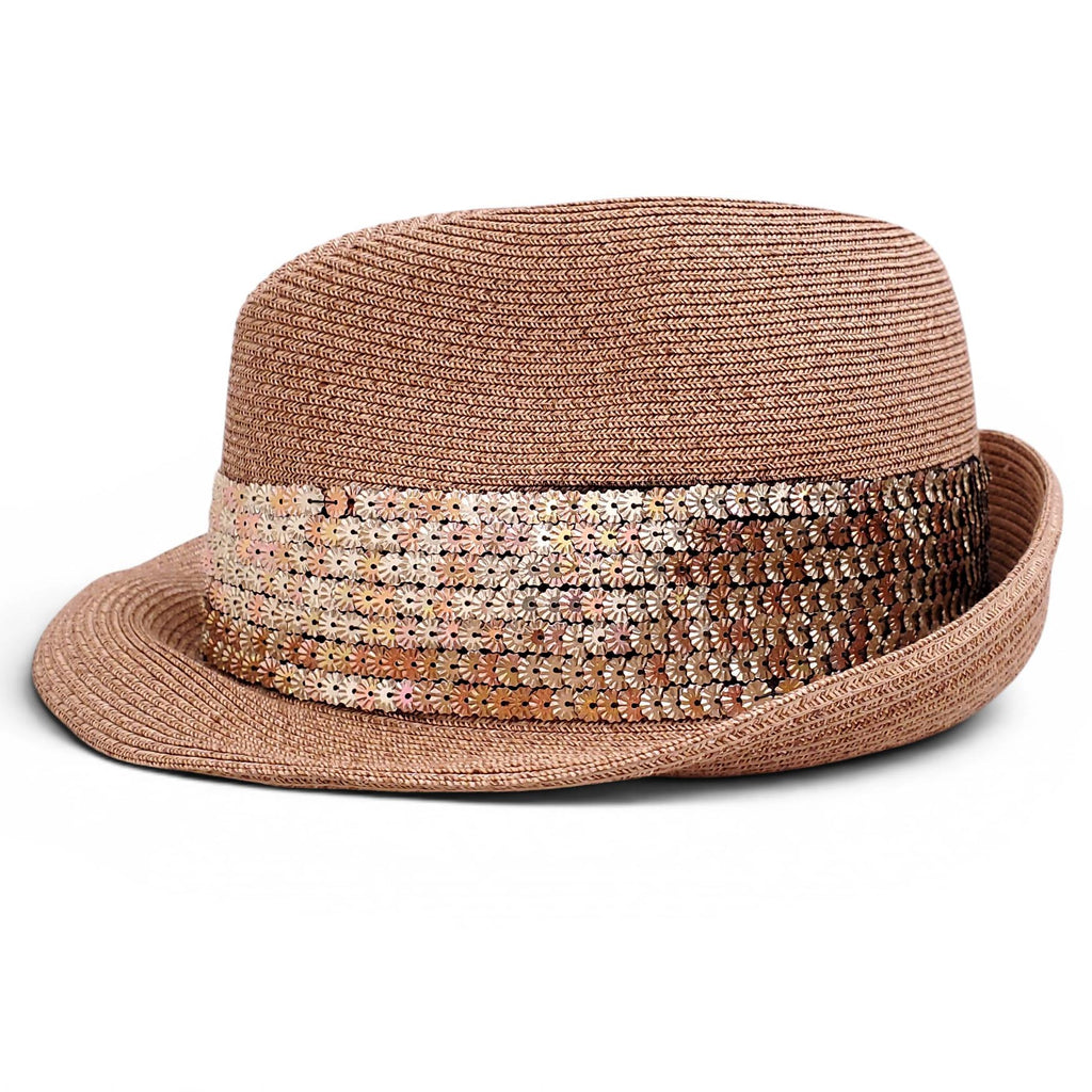 EUGENIA KIM RAFFIA HAT WITH BEADED FLOWER CHARM WRAP