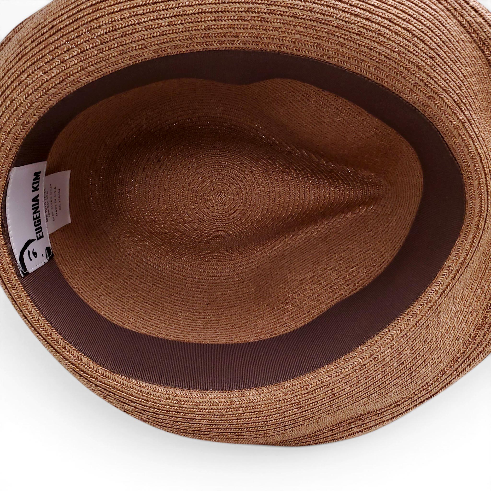 EUGENIA KIM RAFFIA HAT WITH BEADED FLOWER CHARM WRAP