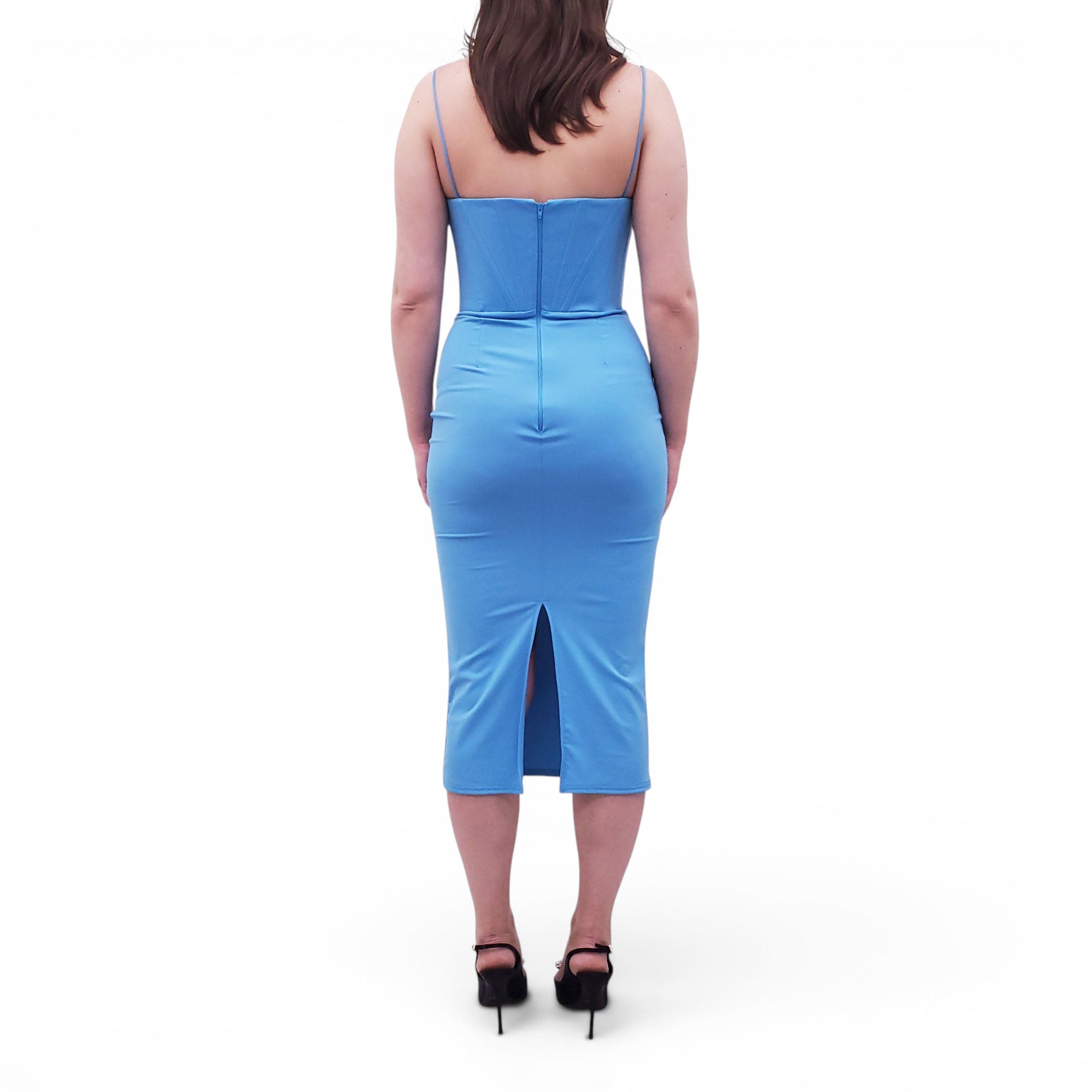 ALEX PERRY BLUE BUSTIER DRESS - SIZE 8