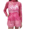 CARMEN MARCH PINK LACE BLOUSE - SIZE 36