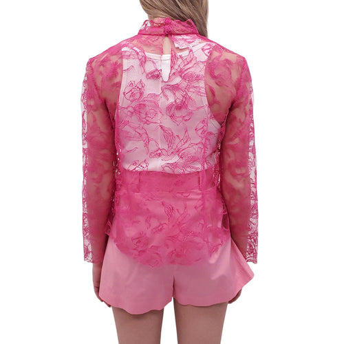 CARMEN MARCH PINK LACE BLOUSE - SIZE 36