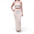 AYA MUSE CREAM KNIT TUBE TOP AND SKIRT SET - SIZE S/L