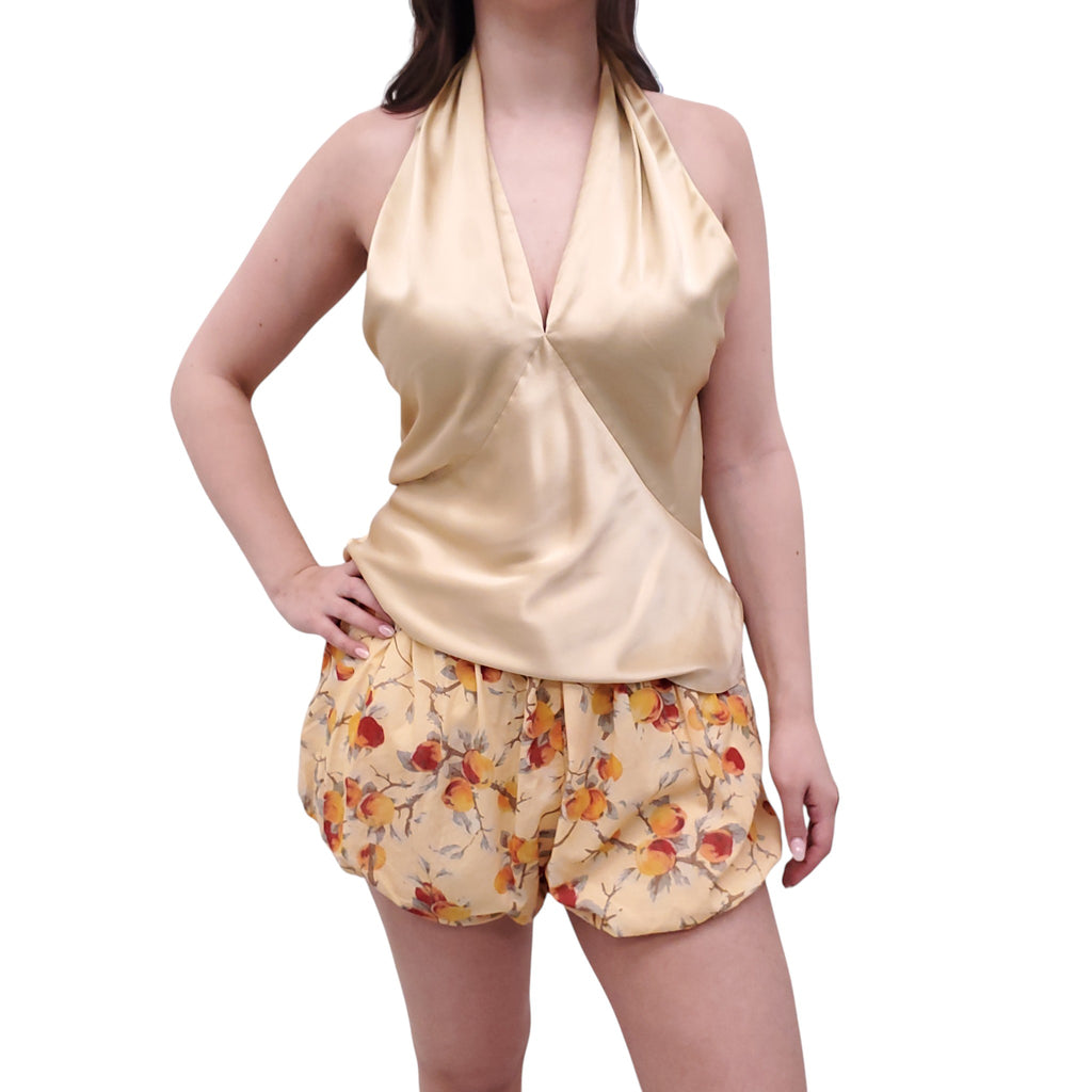 L’AGENCE CHAMPAGNE SILK HATLER TOP - SIZE S