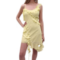 ACNE STUDIOS YELLOW RUFFLE DRESS WITH LACE UP DETAIL - SIZE 38