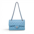 CHANEL TURQUOISE LAMBSKIN CLASSIC DOUBLE FLAP BAG
